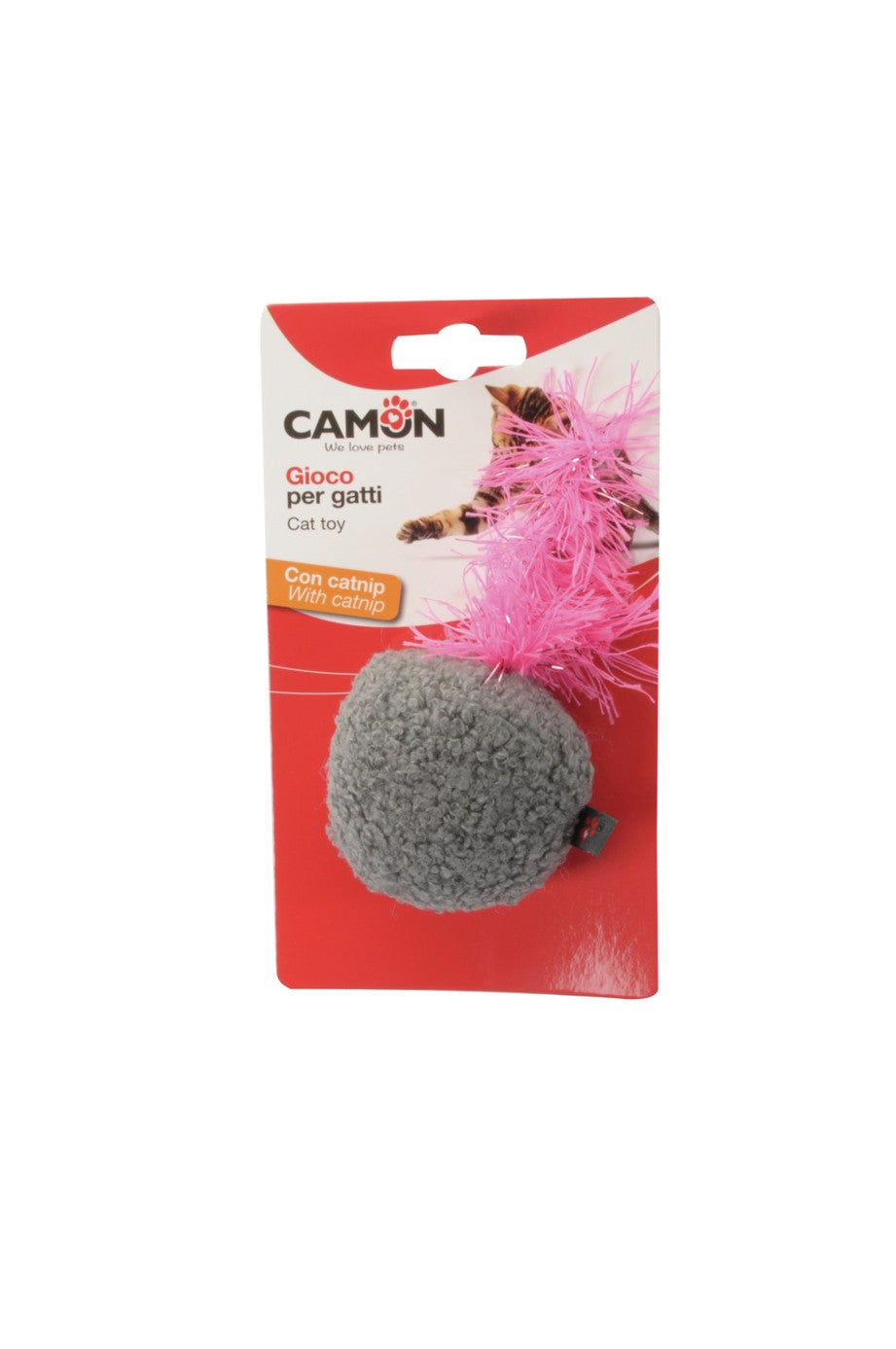 Gioco Camon per gatti pallina in poliestere con piuma e catnip 12 cm, colore assortito Gioco Camon per gatti pallina in poliestere con piuma e catnip 12 cm, colore assortito